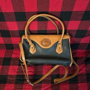 Dooney & Bourke Black and Tan Crossbody Bag with Adjustable Strap